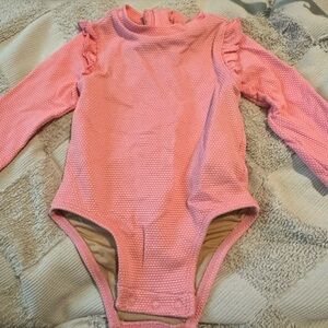 Pink Ruffled Long Sleeve Kids One Piece